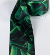 Bedrukt  Lint Greenleaf 70mm 80 cm Metalic Zilver opdruk Ruscus 